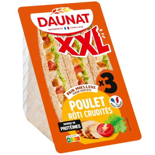 Sandwichs poulet rôti crudités DAUNAT