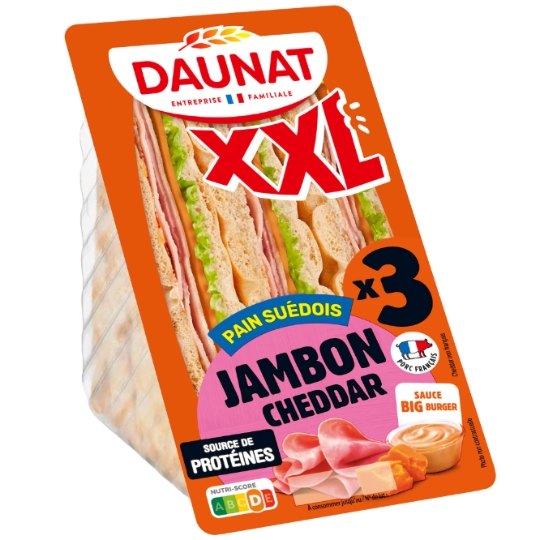 Sandwichs suédois jambon cheddar DAUNAT