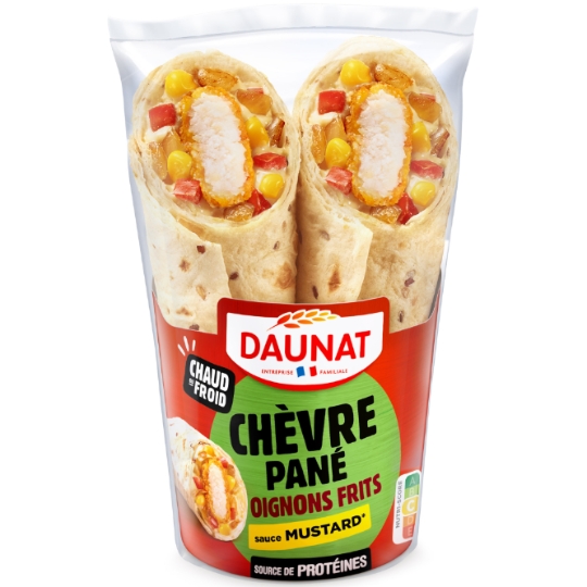 Wrap Le Cheesy Chèvre Pané Oignons Frits Sauce Mustard DAUNAT