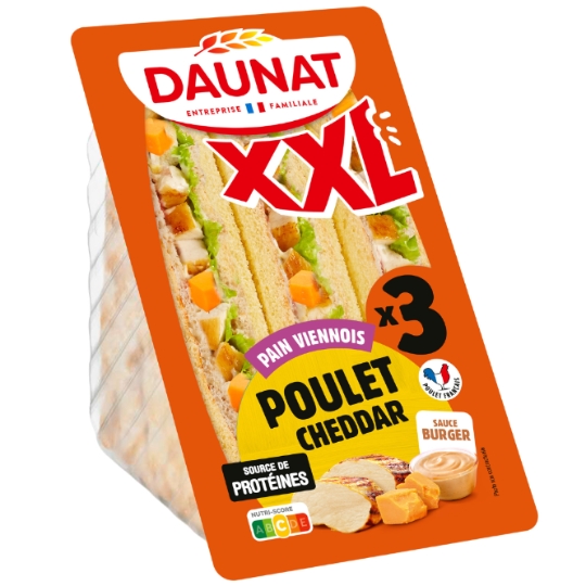 Sandwich Pain Viennois Poulet Cheddar XXL DAUNAT