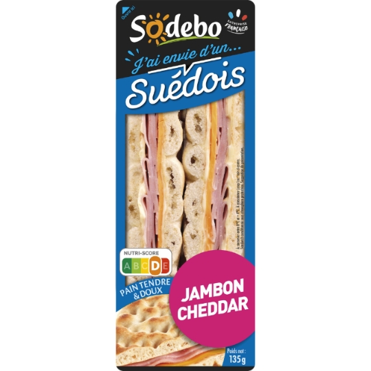 Sandwichs club pain suédois jambon cheddar SODEBO