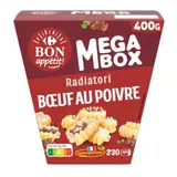 Plat cuisiné radiatori bœuf poivre CARREFOUR BON APPETIT !