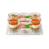 Assortiment verrines 3 saumon fromge concombre et 3 courgettes façon pesto chèvre GUYADER