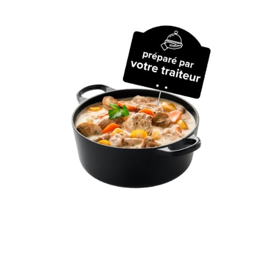 Plat cuisiné blanquette de veau et légumes