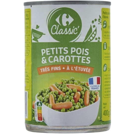 Petits pois carottes très fins à l'étuvée CARREFOUR CLASSIC'