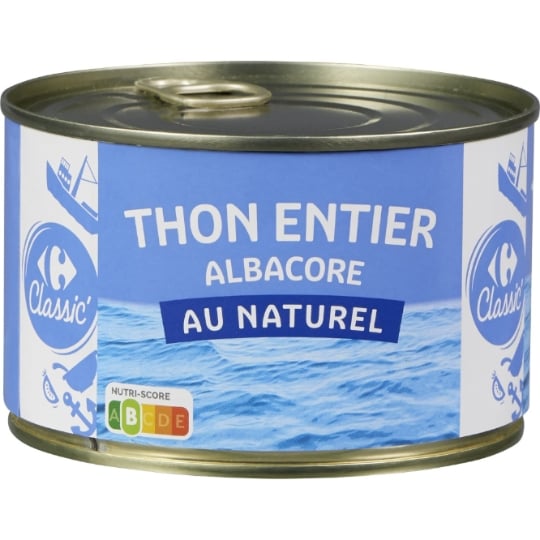 Thon Entier Albacore au Naturel CARREFOUR CLASSIC'
