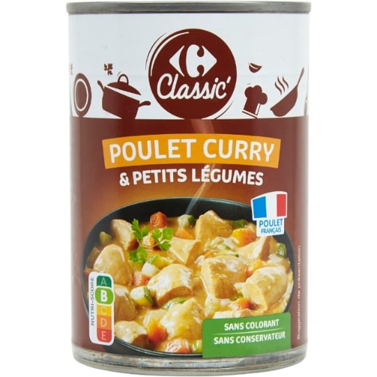 Plat cuisiné poulet curry petits légumes CARREFOUR CLASSIC'