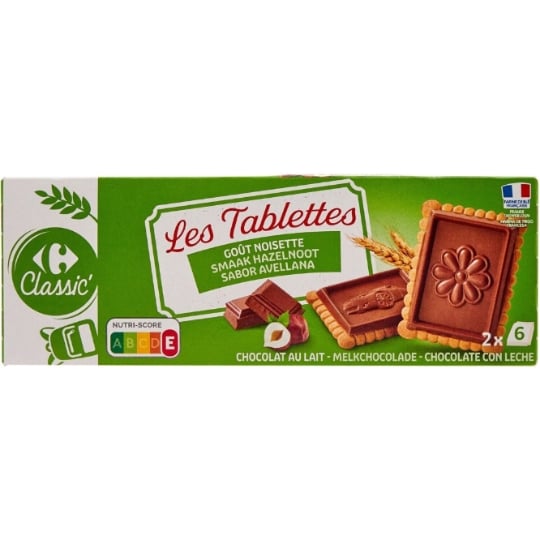 Biscuits Petit Beurre Tablette Chocolat Lait Noisette CARREFOUR CLASSIC'