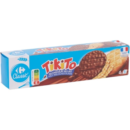 Biscuits nappés chocolat lait CARREFOUR CLASSIC'