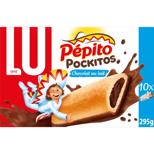 Biscuits barre fourrés au chocolat au lait Pockitos Pepito LU