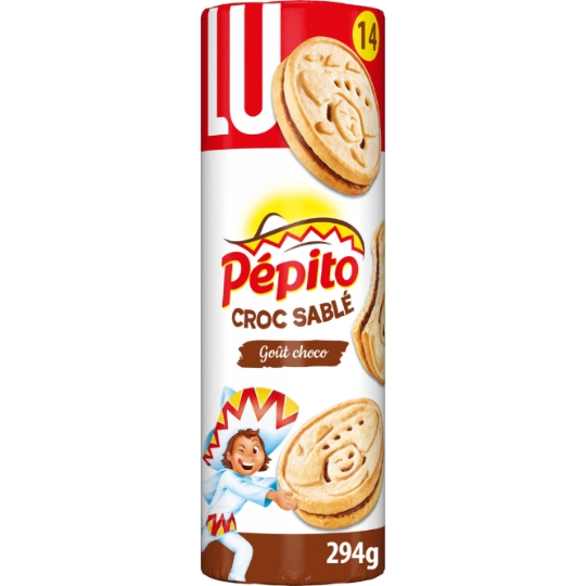 Biscuits fourrés au chocolat au lait Croc Sablé Pepito LU