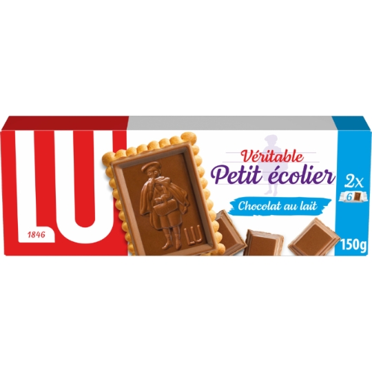 Biscuits petit beurre nappés au chocolat au lait Petit Ecolier LU
