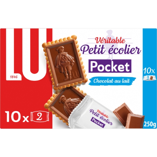 Biscuits petit beurre nappés au chocolat au lait Pocket Petit Ecolier LU