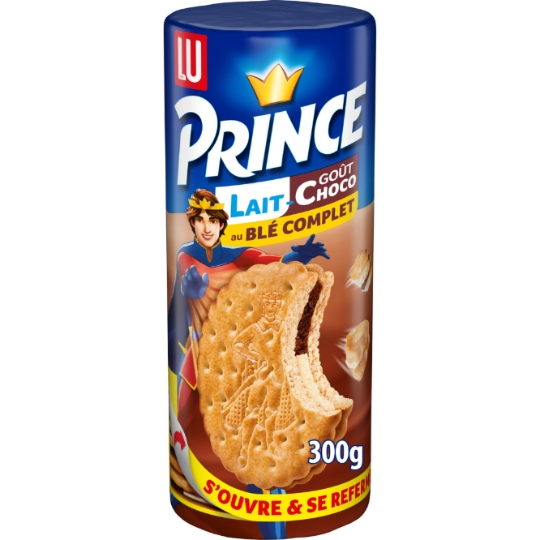 Biscuits fourrés au chocolat lait au blé complet Prince LU