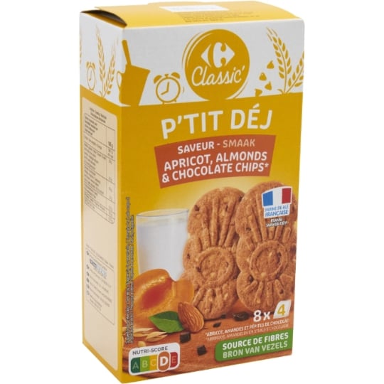 Biscuits Petit Déjeuner Abricot Amande Pépite Chocolat CARREFOUR CLASSIC'