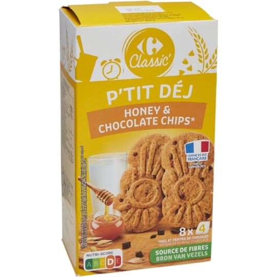 Biscuits  Petit déjeuner Pépites de Chocolat Miel CARREFOUR CLASSIC'