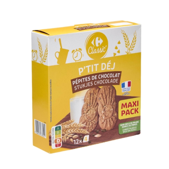 Biscuits Petit Déjeuner Pépites de Chocolat CARREFOUR CLASSIC'