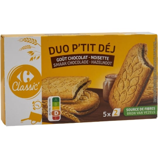 Biscuits Petit Déjeuner Choco Noisettes CARREFOUR CLASSIC'