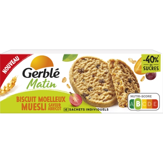 Biscuits Moelleux Petit Déjeuner Muesli Saveur Abricot GERBLE