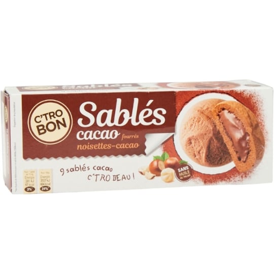 Sablés cacao fourrés noisette-cacao C'TRO BON