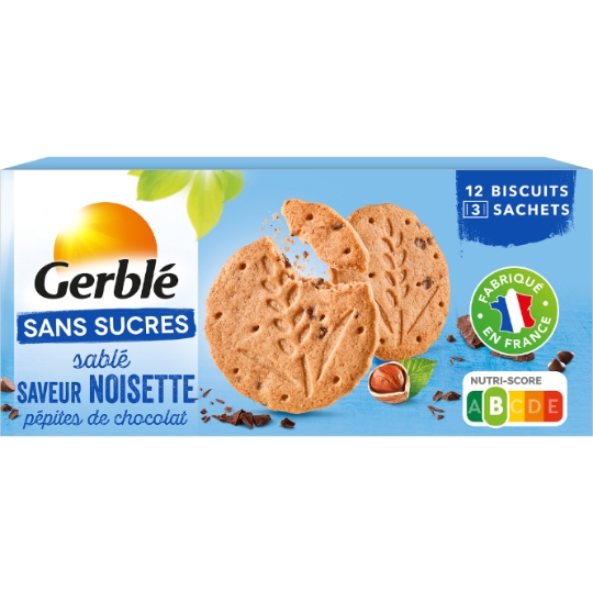 Biscuit sablé Noisette Pépites Chocolat Sans Sucres GERBLE