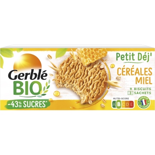 Biscuit petit'dej céréales miel GERBLE BIO