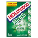 Chewing-gum Double Fraîcheur sans sucres avec édulcorants - Parfum menthe verte. HOLLYWOOD