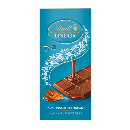 Tablette de Chocolat Lait Lindor Caramel Pointe de Sel LINDT