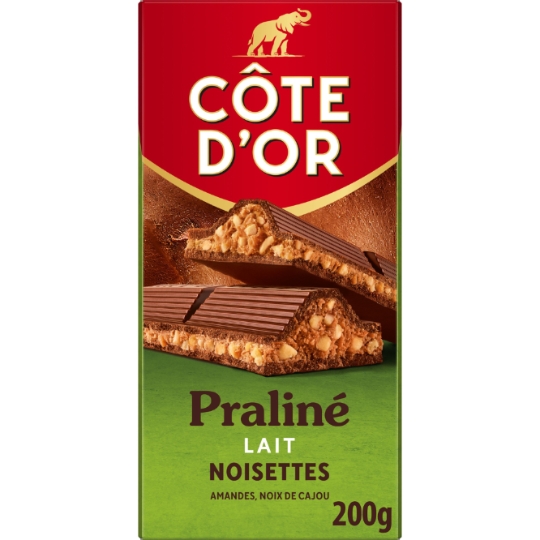 Tablette de Chocolat Lait Praliné Noisettes COTE D'OR