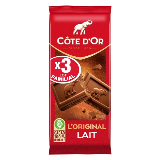 Tablette de Chocolat Lait L'Original COTE D'OR