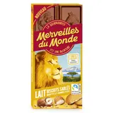 Tablette de Chocolat Lait Biscuit Sablés Noisettes et Amandes MERVEILLES DU MONDE