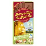 Tablette de Chocolat Lait Céréales Soufflées Noisettes et Amandes MERVEILLES DU MONDE