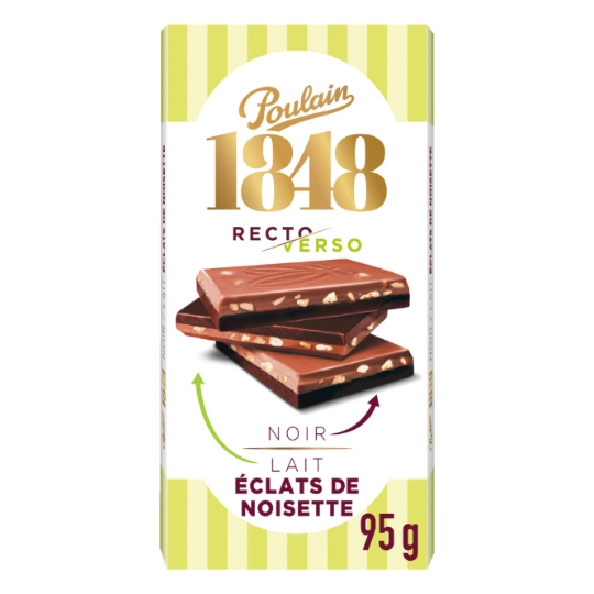 Tablette de Chocolat Lait et Noir Noisettes POULAIN