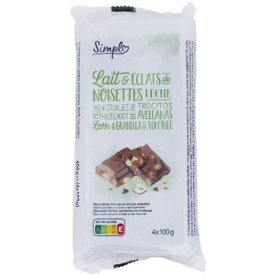 Tablette de Chocolat Lait Noisettes SIMPL