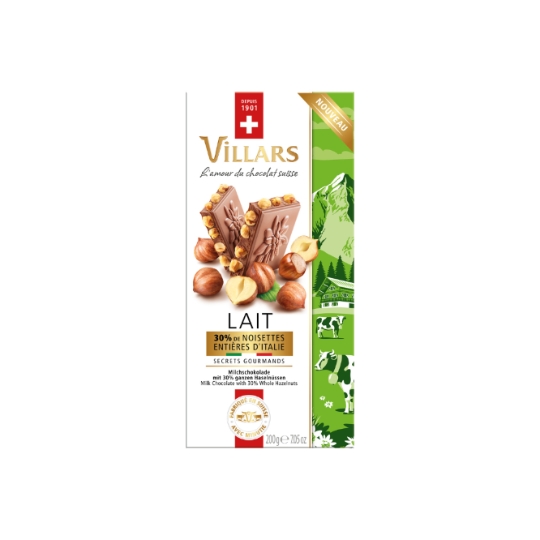 Tablette de Chocolat Lait Noisettes Entières VILLARS
