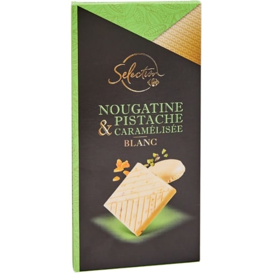 Tablette de Chocolat Blanc Nougatine Pistaches CARREFOUR SELECTION