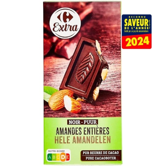 Tablette de Chocolat Noir Amandes Entières CARREFOUR EXTRA