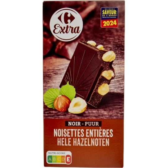 Tablette de Chocolat Noir Noisettes Entières CARREFOUR EXTRA
