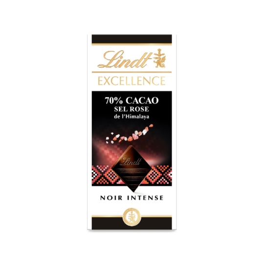 Tablette de Chocolat Noir Excellence 70% Sel Rose de l'Himalaya LINDT