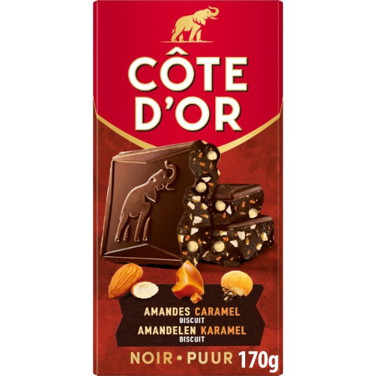 Tablette de Chocolat Noir Amandes Caramel et Biscuit COTE D'OR