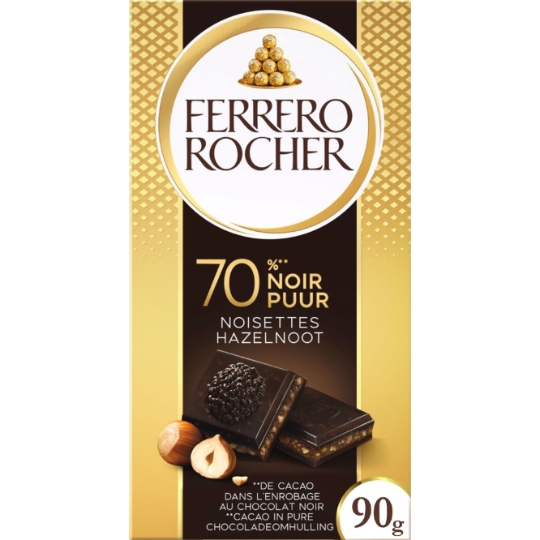 Tablette de Chocolat Noir 70% Noisettes FERRERO ROCHER