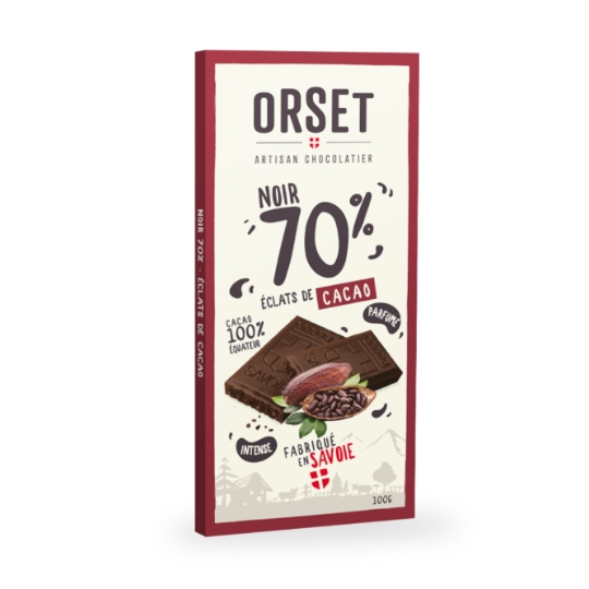 Tablette de Chocolat Noir 70% Éclats de Cacao MAISON ORSET