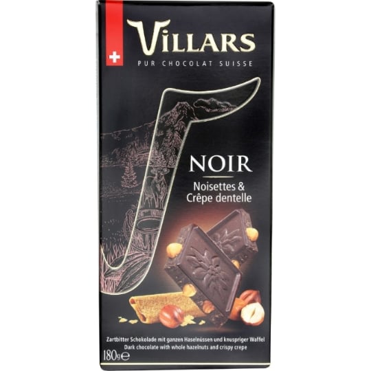 Tablette de Chocolat Noir Noisettes Crêpes Dentelle VILLARS