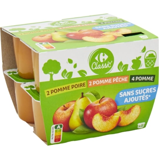 Compote assortiment s/s ajoutés CARREFOUR CLASSIC'