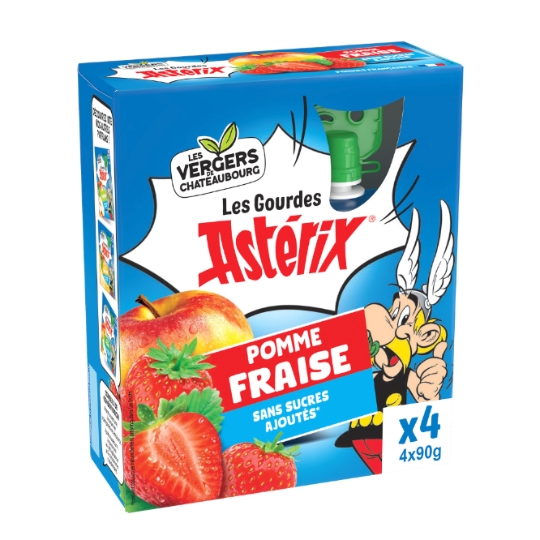 Compote Pomme et Fraise Astérix Sans Sucres Ajoutés LES VERGERS DE CHATEAUBOURG