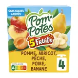 Compote 5 fruits pomme abricot pêche poire banane sans sucres ajoutés POM'POTES