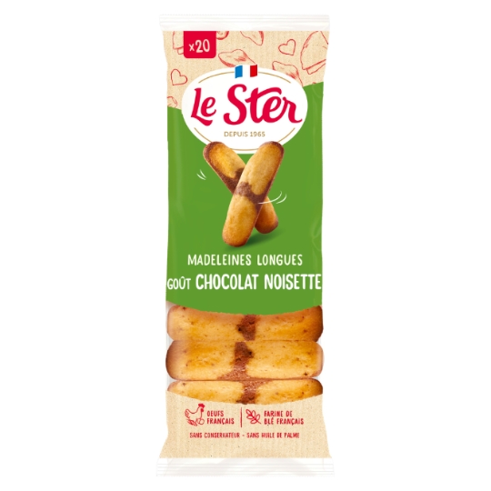 Madeleines longues Goût chocolat noisette LE STER