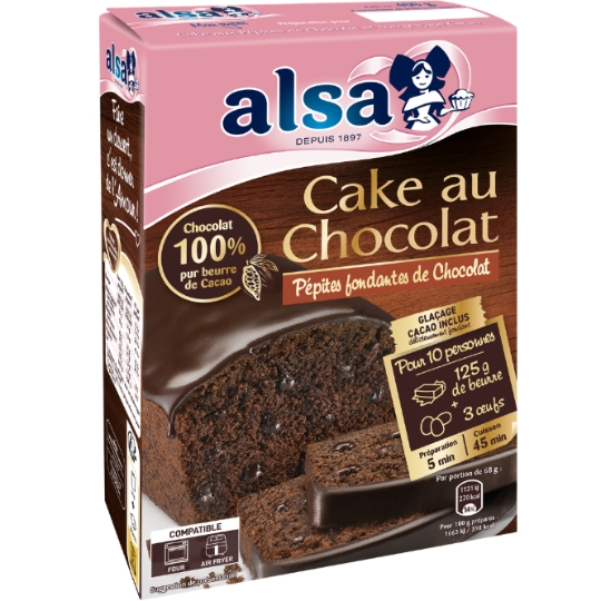 Cake au Chocolat Pépites Fondantes De Chococlat ALSA