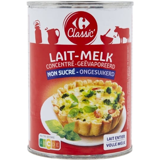 Lait Concentré Entier Non Sucré CARREFOUR CLASSIC'
