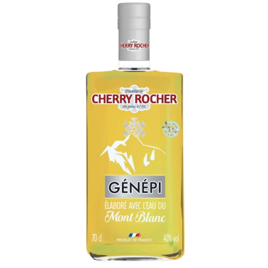 Liqueur génepi elabore a l'eau du mont blanc CHERRY ROCHER